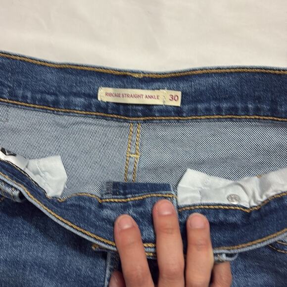 Levi's Womens 30 Ribcage Straight Ankle High Waist Denim Jeans Minimalist Casual - Picture 5 of 9